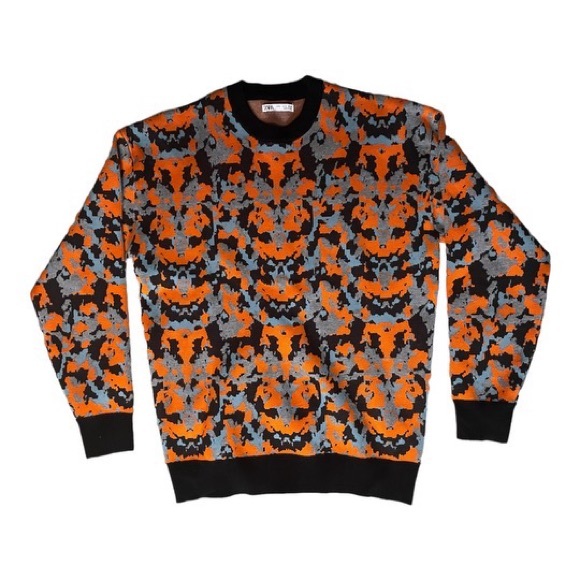 Men’s Zara Abstract Soft Jacquard Crewneck Fall Sweater Size Small - Picture 3 of 5